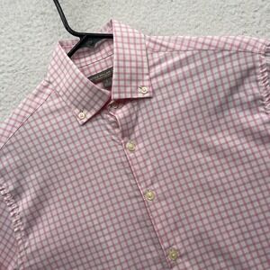 Peter Millar Summer Comfort Shirt Mens Small S Pink White Check Preppy Button Up